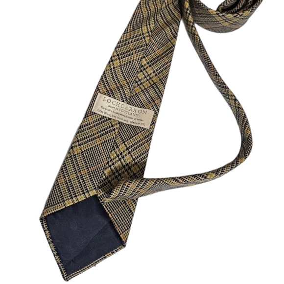 LOCHCARRON Green/Beige Tartan LUXURY Wool Tie ENGLAND - Picture 3 of 3